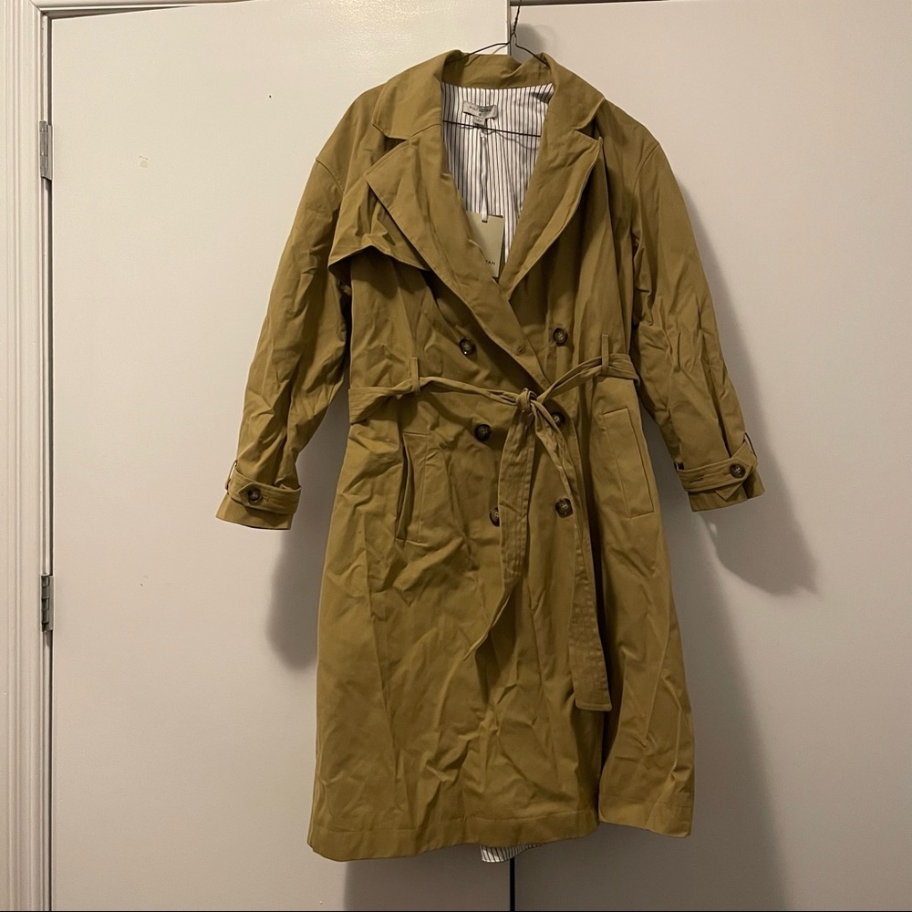 Large khaki trench coat. NWT